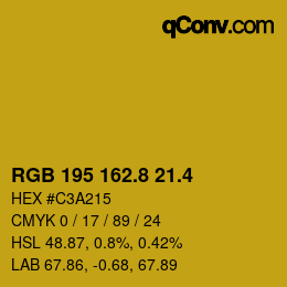 カラーコード: RGB 195 162.8 21.4 | qconv.com