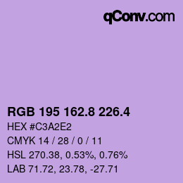 カラーコード: RGB 195 162.8 226.4 | qconv.com
