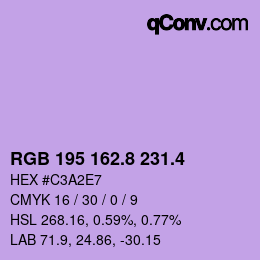 カラーコード: RGB 195 162.8 231.4 | qconv.com