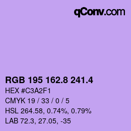 カラーコード: RGB 195 162.8 241.4 | qconv.com