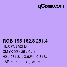 カラーコード: RGB 195 162.8 251.4 | qconv.com