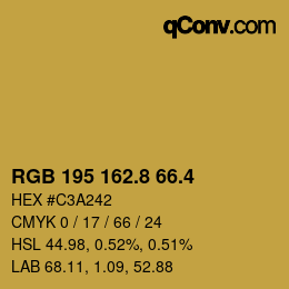 カラーコード: RGB 195 162.8 66.4 | qconv.com