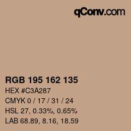 Color code: RGB 195 162 135 | qconv.com