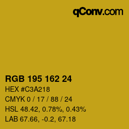 Color code: RGB 195 162 24 | qconv.com