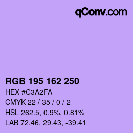 Color code: RGB 195 162 250 | qconv.com
