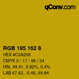 カラーコード: RGB 195 162 8 | qconv.com