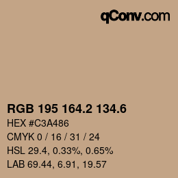 カラーコード: RGB 195 164.2 134.6 | qconv.com