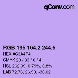 カラーコード: RGB 195 164.2 244.6 | qconv.com