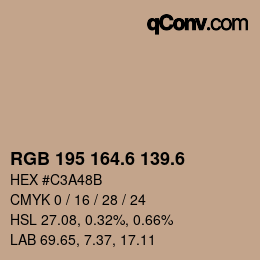カラーコード: RGB 195 164.6 139.6 | qconv.com
