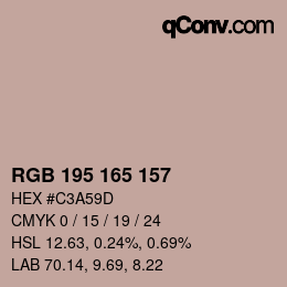 颜色代码: RGB 195 165 157 | qconv.com