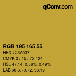 Color code: RGB 195 165 55 | qconv.com
