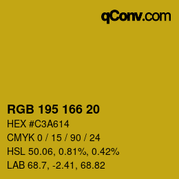 Color code: RGB 195 166 20 | qconv.com