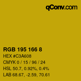 Color code: RGB 195 166 8 | qconv.com