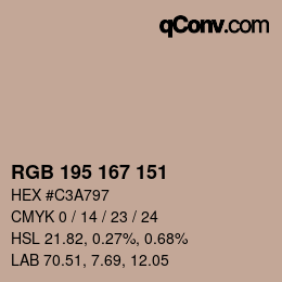 Color code: RGB 195 167 151 | qconv.com