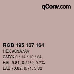 Code couleur: RGB 195 167 164 | qconv.com