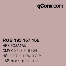 Code couleur: RGB 195 167 166 | qconv.com