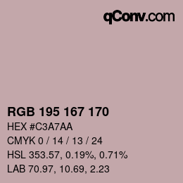 カラーコード: RGB 195 167 170 | qconv.com