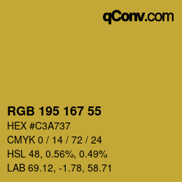 Color code: RGB 195 167 55 | qconv.com