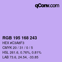 颜色代码: RGB 195 168 243 | qconv.com