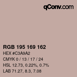 Color code: RGB 195 169 162 | qconv.com