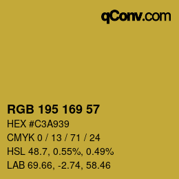 Color code: RGB 195 169 57 | qconv.com