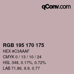 颜色代码: RGB 195 170 175 | qconv.com