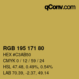 Color code: RGB 195 171 80 | qconv.com