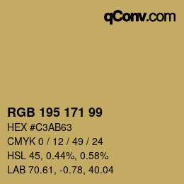 Color code: RGB 195 171 99 | qconv.com