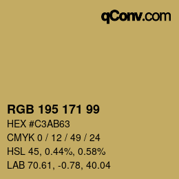 Code couleur: RGB 195 171 99 | qconv.com