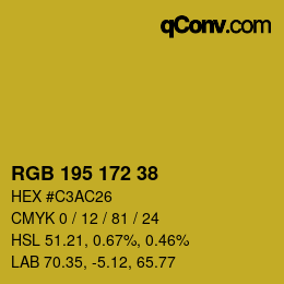 Color code: RGB 195 172 38 | qconv.com