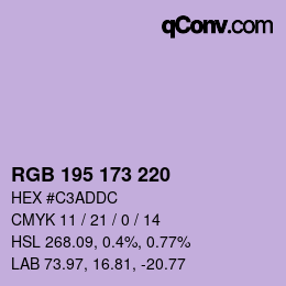 Farbcode: RGB 195 173 220 | qconv.com