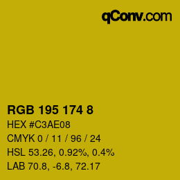 Color code: RGB 195 174 8 | qconv.com