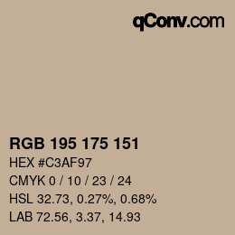 颜色代码: RGB 195 175 151 | qconv.com