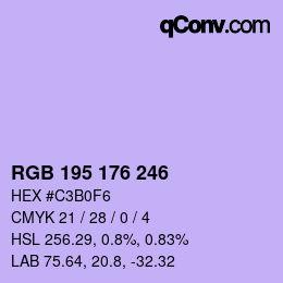Color code: RGB 195 176 246 | qconv.com