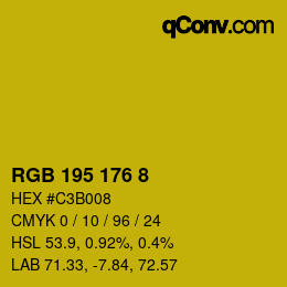 カラーコード: RGB 195 176 8 | qconv.com