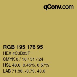 Color code: RGB 195 176 95 | qconv.com