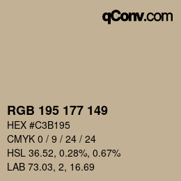 Color code: RGB 195 177 149 | qconv.com