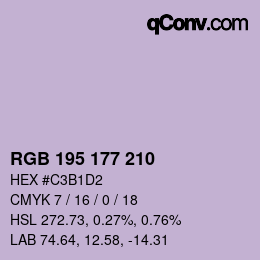 Color code: RGB 195 177 210 | qconv.com