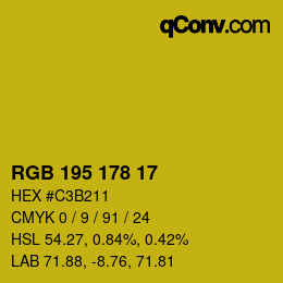 Color code: RGB 195 178 17 | qconv.com