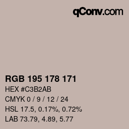 Color code: RGB 195 178 171 | qconv.com