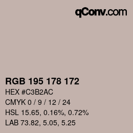 颜色代码: RGB 195 178 172 | qconv.com