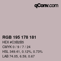 颜色代码: RGB 195 178 181 | qconv.com