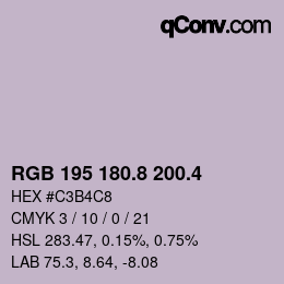 カラーコード: RGB 195 180.8 200.4 | qconv.com