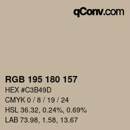Código de color: RGB 195 180 157 | qconv.com