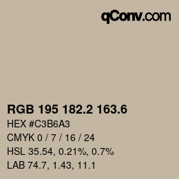 カラーコード: RGB 195 182.2 163.6 | qconv.com