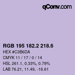 カラーコード: RGB 195 182.2 218.6 | qconv.com