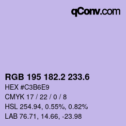 カラーコード: RGB 195 182.2 233.6 | qconv.com