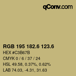 カラーコード: RGB 195 182.6 123.6 | qconv.com
