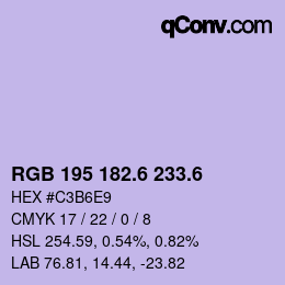カラーコード: RGB 195 182.6 233.6 | qconv.com
