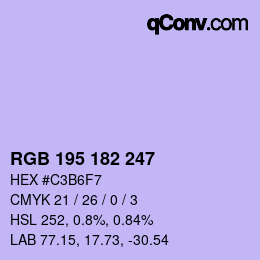 カラーコード: RGB 195 182 247 | qconv.com